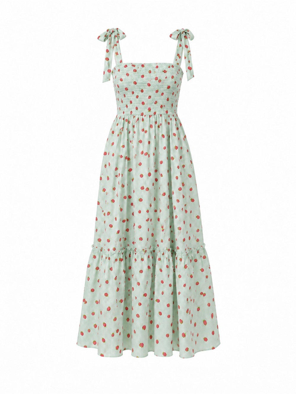 Simply Southern Mint Green Strawberry Print Tie-Strap Maxi Dress